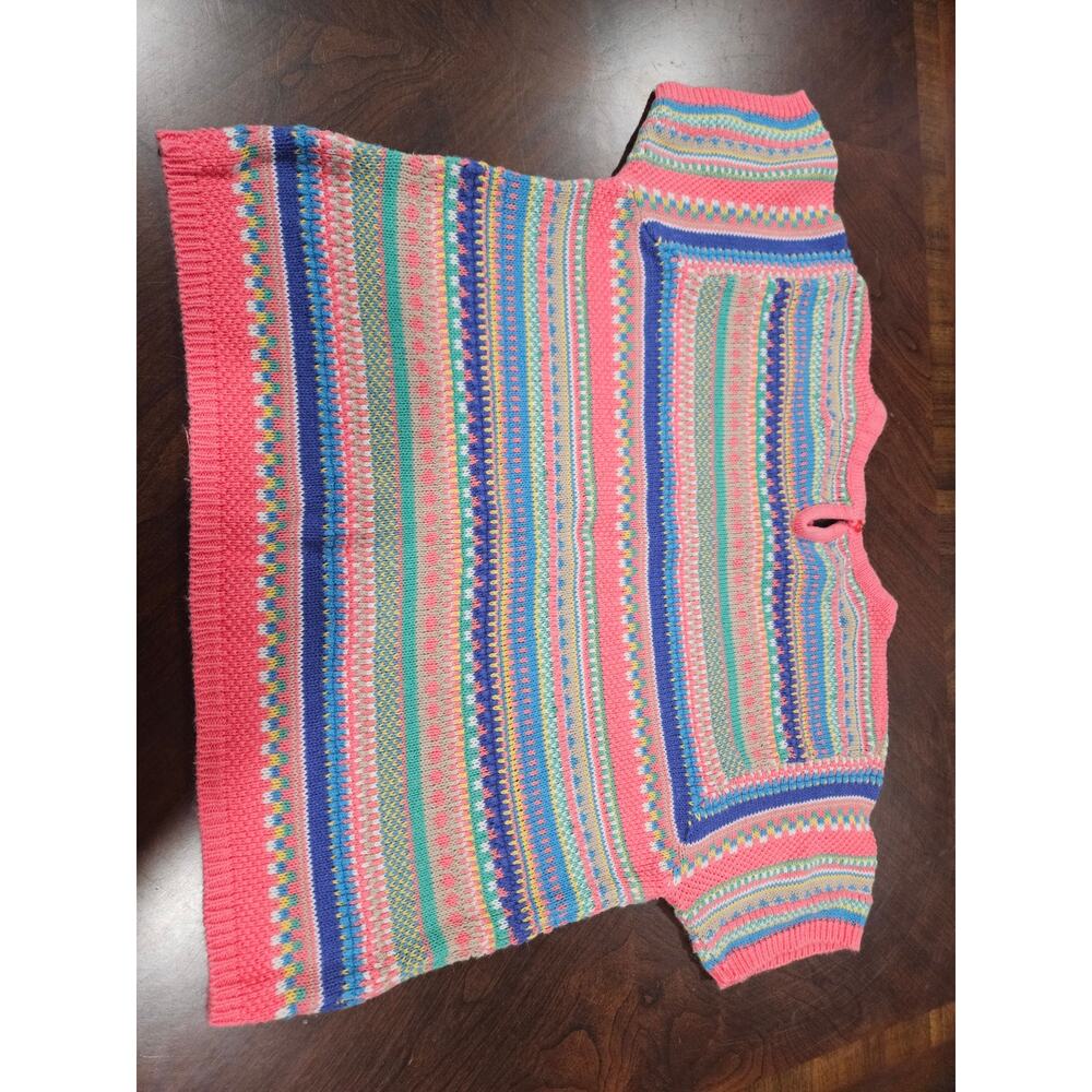 Vintage Carolina Colours Striped Women's Shirt Sleeve Sweater Pink M Cottagecore - Picture 3 of 5